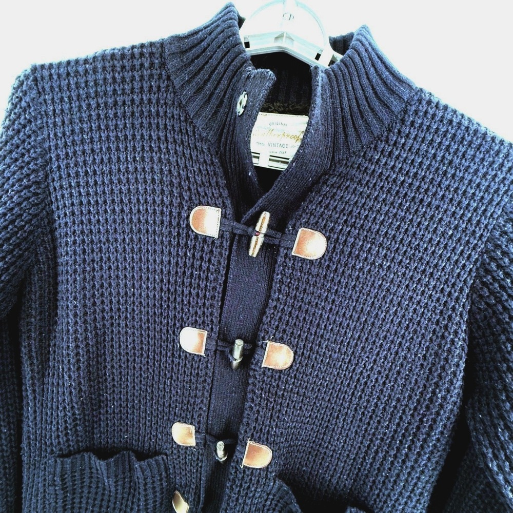 Weatherproof Cardigan Sweater Mens M Vintage Original Sherpa Lined Toggle